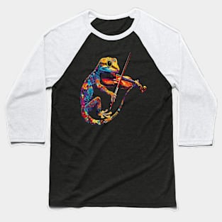 Gecko Playing Violin Baseball T-Shirt